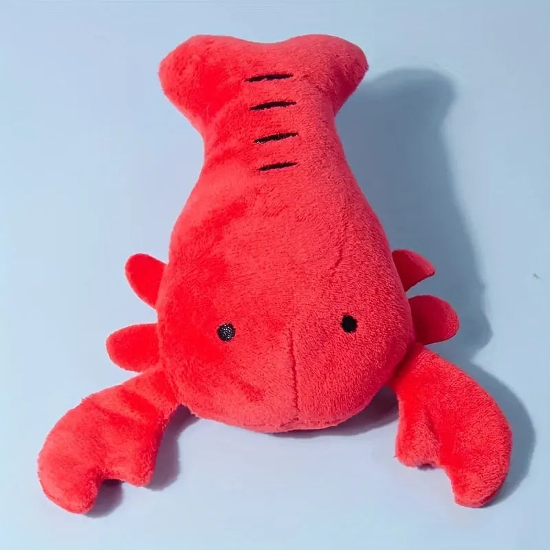 Red squeaky lobster stuffed dog chew toy for small medium breeds measuring 12.5 cm