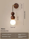 Wood and copper wall lamp with tricolour light and lollipop suspension wire model, 10cm diameter 50cm height, 220V.