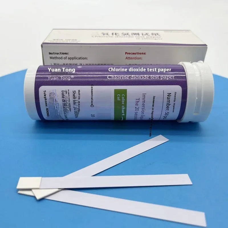 Chlorine dioxide test paper bottle containing 50 pieces for 0-1000mg/L waste water detection