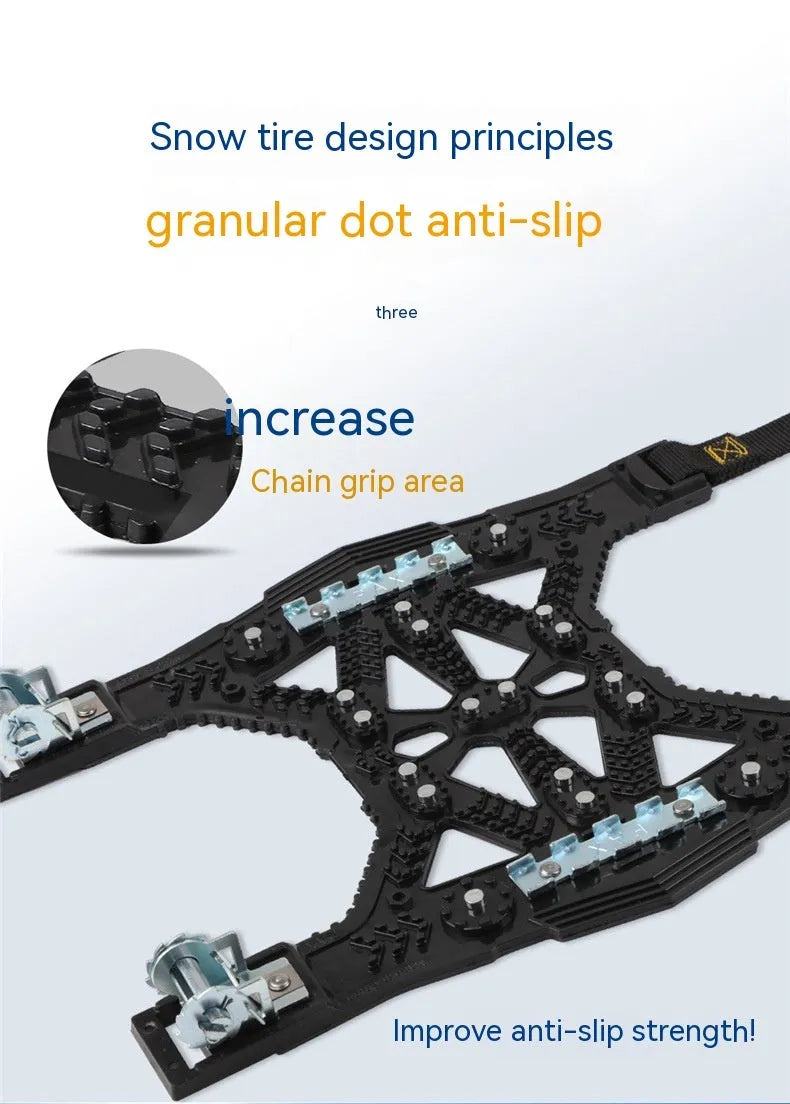 Universal nonskid chain with steel plate gear, black, for car or SUV, with installation tools