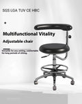 Black leather dental chair lift with hydraulic height adjustment for hospital use