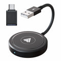 CarPlay wired to wireless adapter for Android phones, showing compact design.