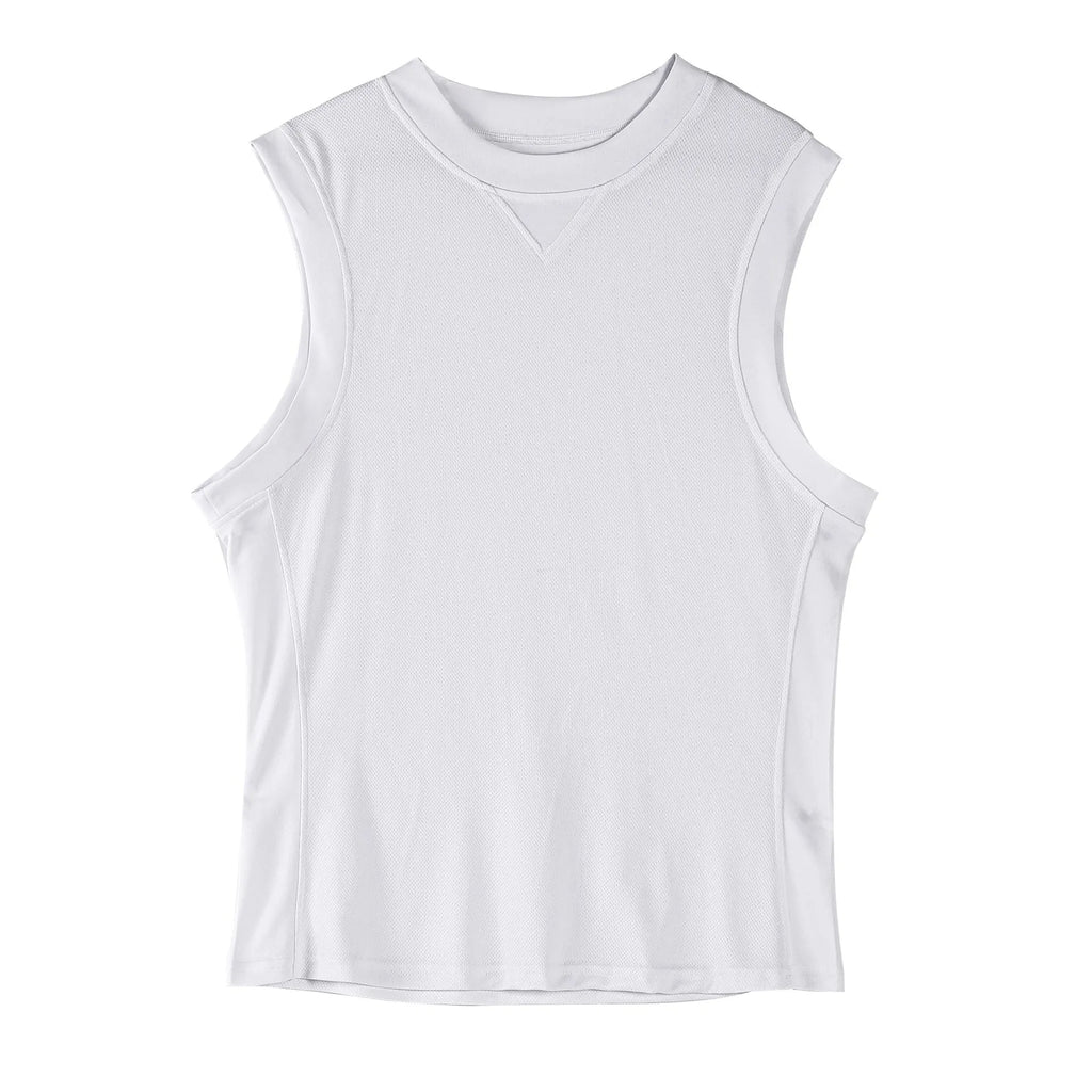 Men's white loose fitting quick-dry fitness vest for summer sports activities