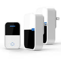 White plastic wireless doorbell with receiver measuring 78x54x45mm and self-generating power system