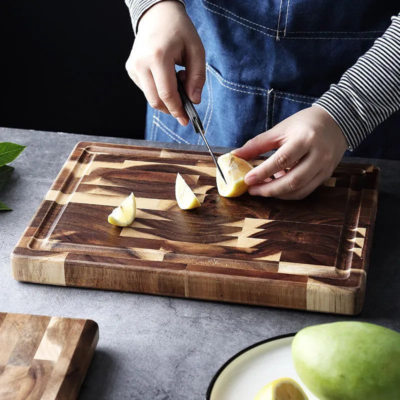 Brown acacia wood parquet cutting board 3cm thick for kitchen chopping