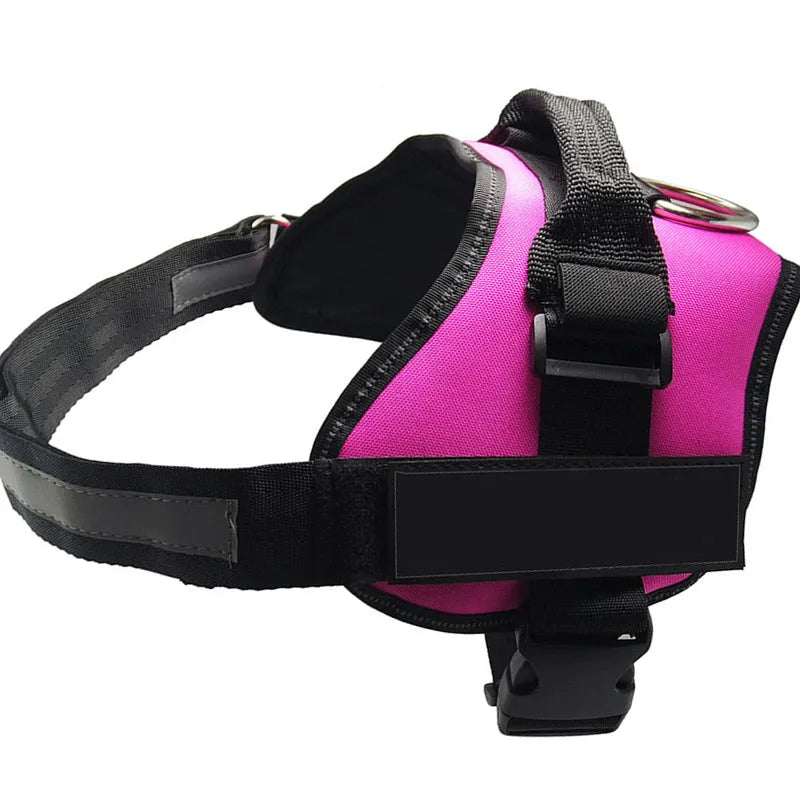 Reflective adjustable no-pull dog harness vest with sturdy handle shown on dog