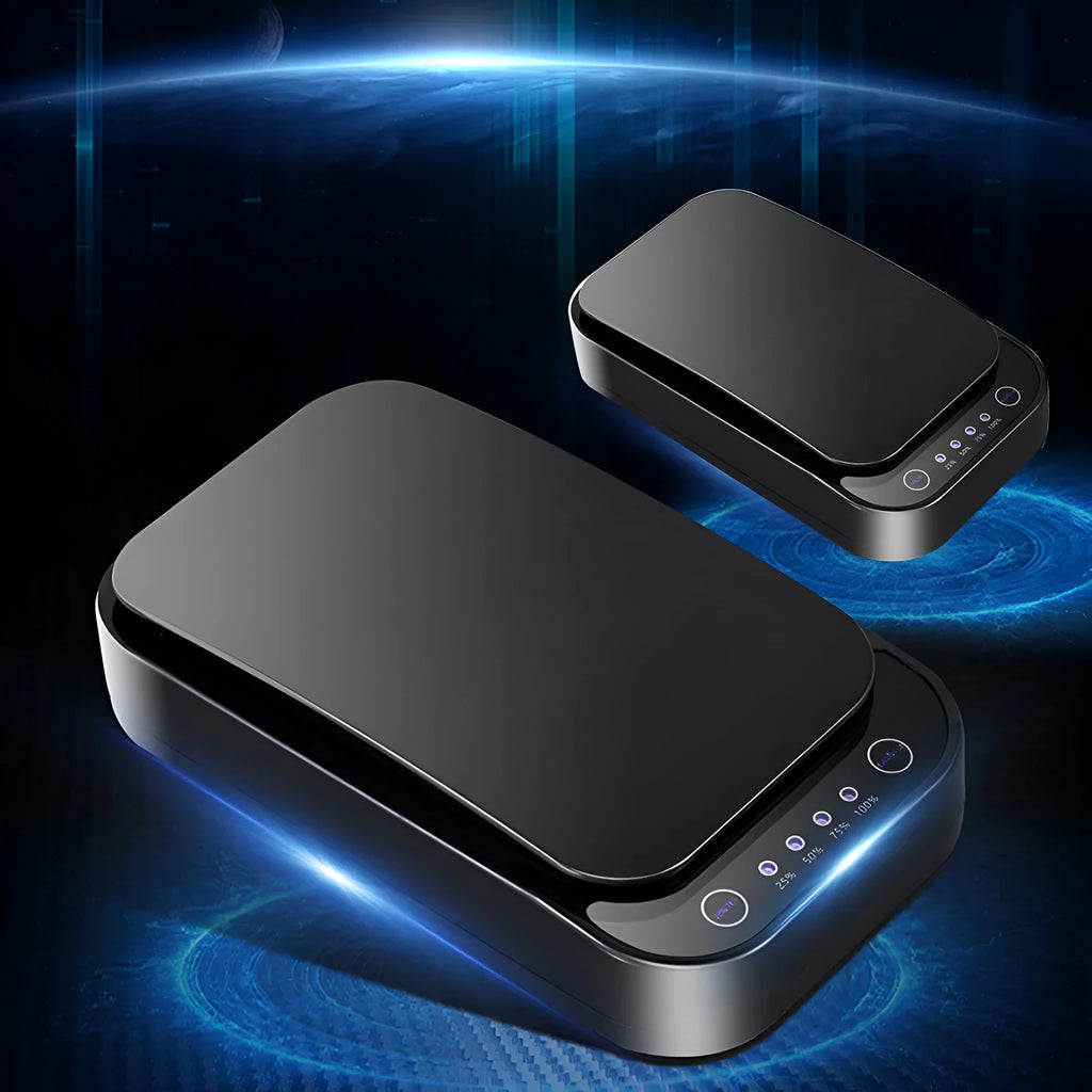 Blue and white ultraviolet disinfection box for mobile phones