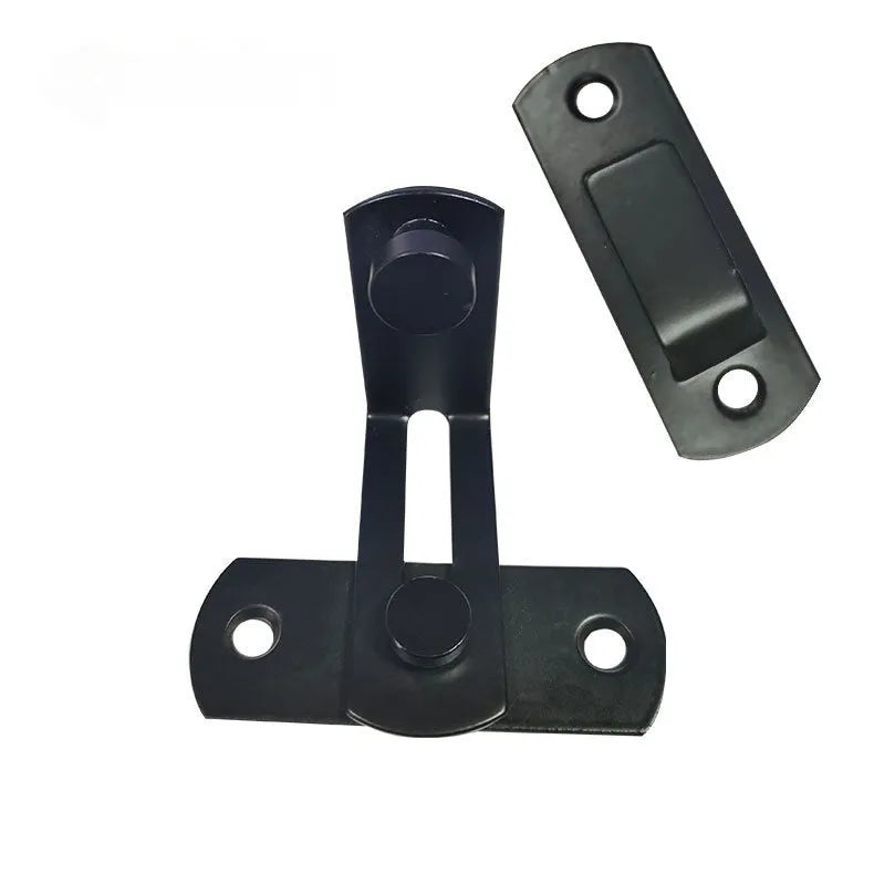 Sliding door hasp lock with 90-degree bracket for barn doors in black carbon steel or stainless steel