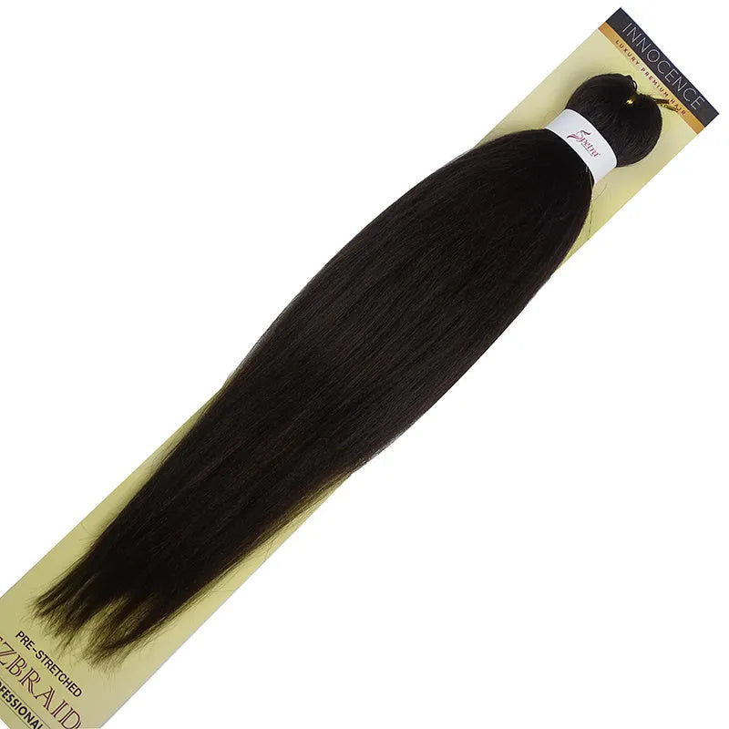 African chemical fiber long straight cornrows wig 26 inch mixed silk in black and brown gradient colours on a mannequin head