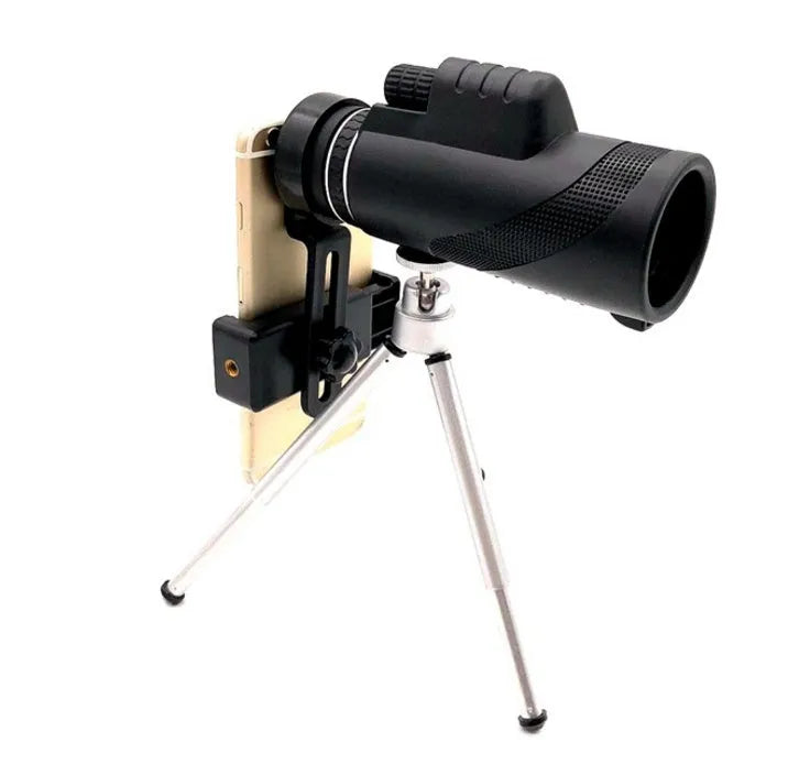 Black 40x60 monocular telescope with waterproof nitrogen construction and FMC coated lenses
