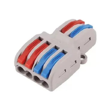 Quick wire electrical connector with fire-insulated shell, brass guide, for 0.08-4.0mm² wires.