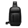 Black medium capacity outdoor shoulder bag with air cushion strap and multiple compartments
