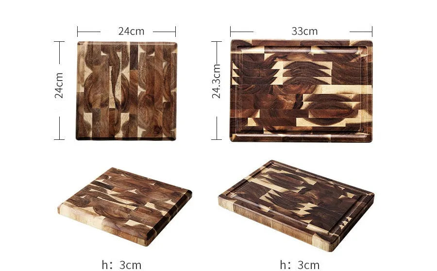 Brown acacia wood parquet cutting board 3cm thick for kitchen chopping