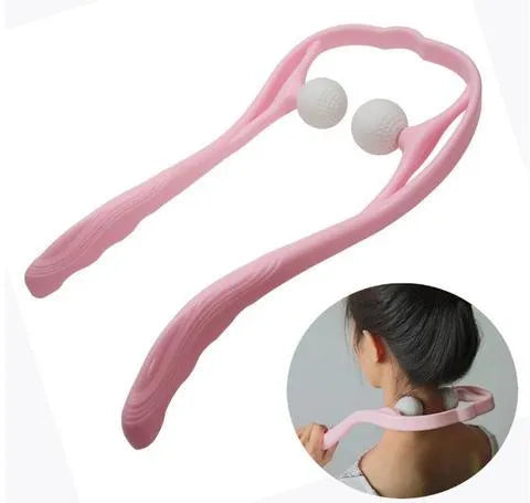 Plastic pressure point therapy massager in blue colour showing adjustable width and 3D floating point design
