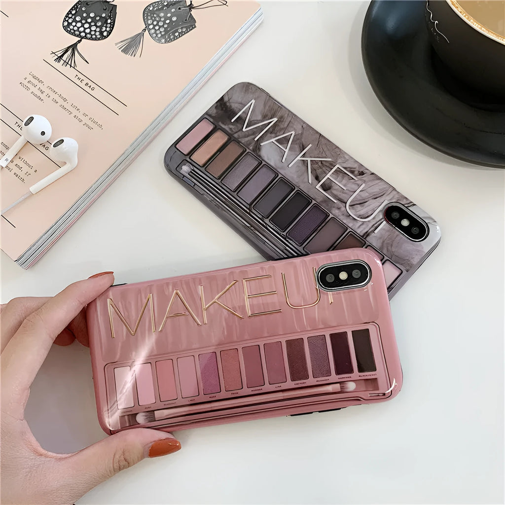 Silicone iPhone case with eye shadow colour blend design in flesh tone
