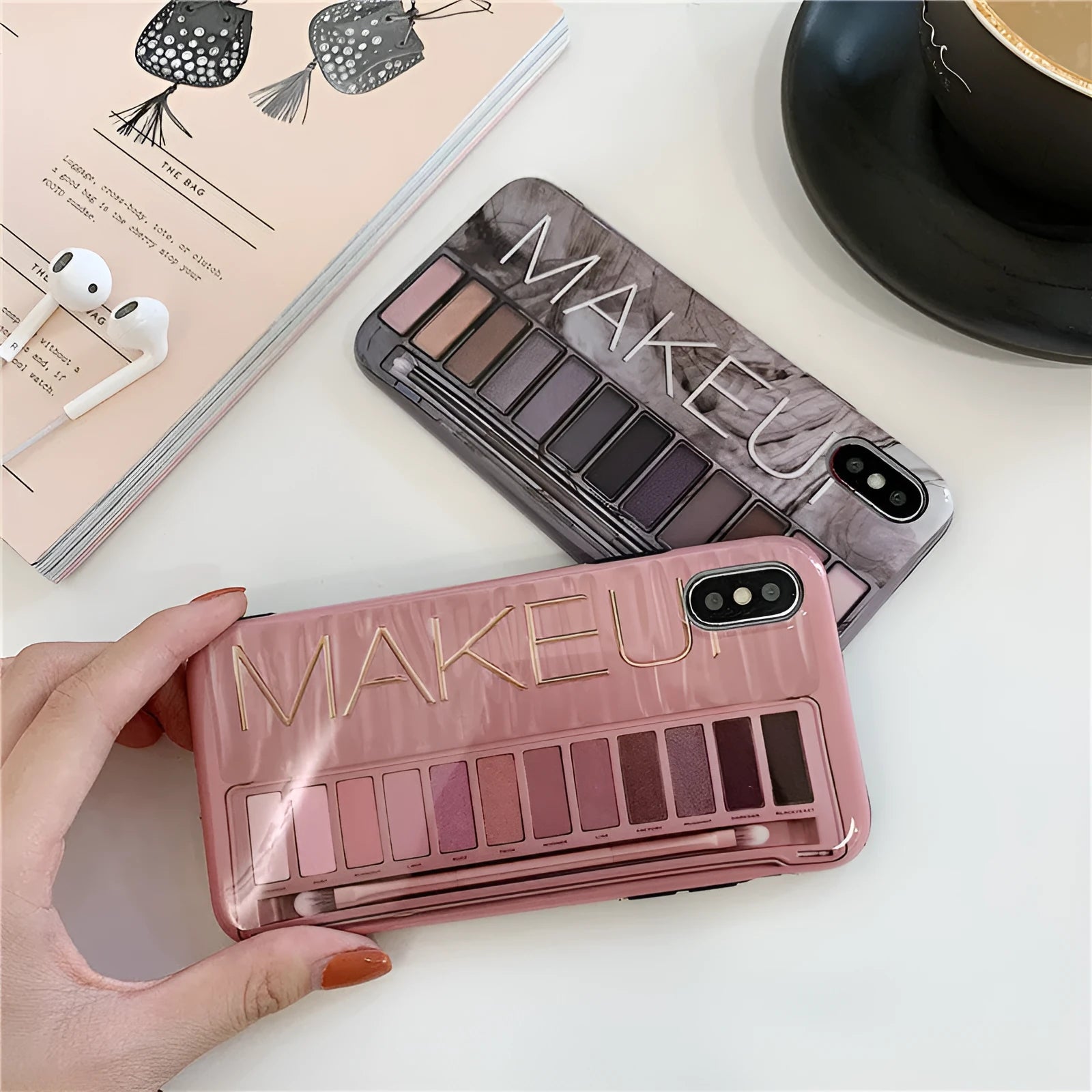 Silicone iPhone case with eye shadow colour blend design in flesh tone
