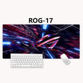 Large 800x300mm desk mouse pad with natural rubber base and Jiaji cloth surface in ROG anime style