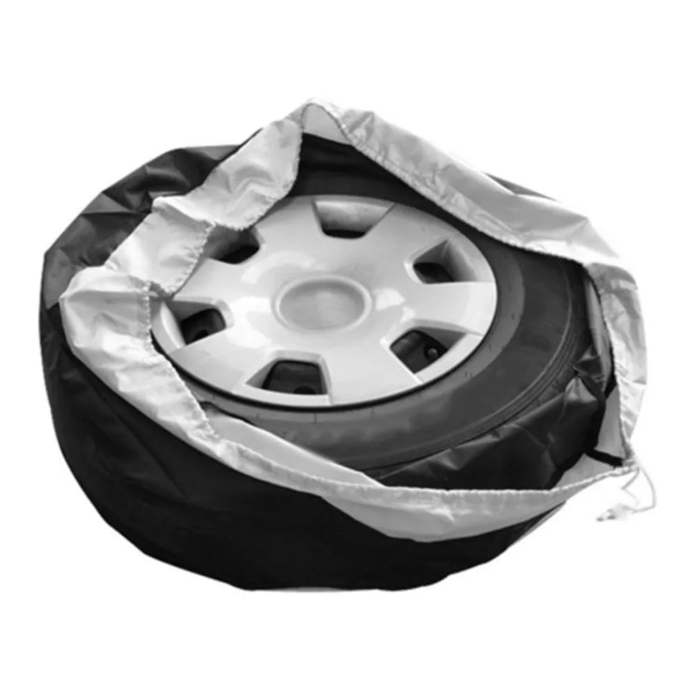 Black Oxford fabric car spare tyre cover 65x37cm Small S with handle for 13-19 inch tyres