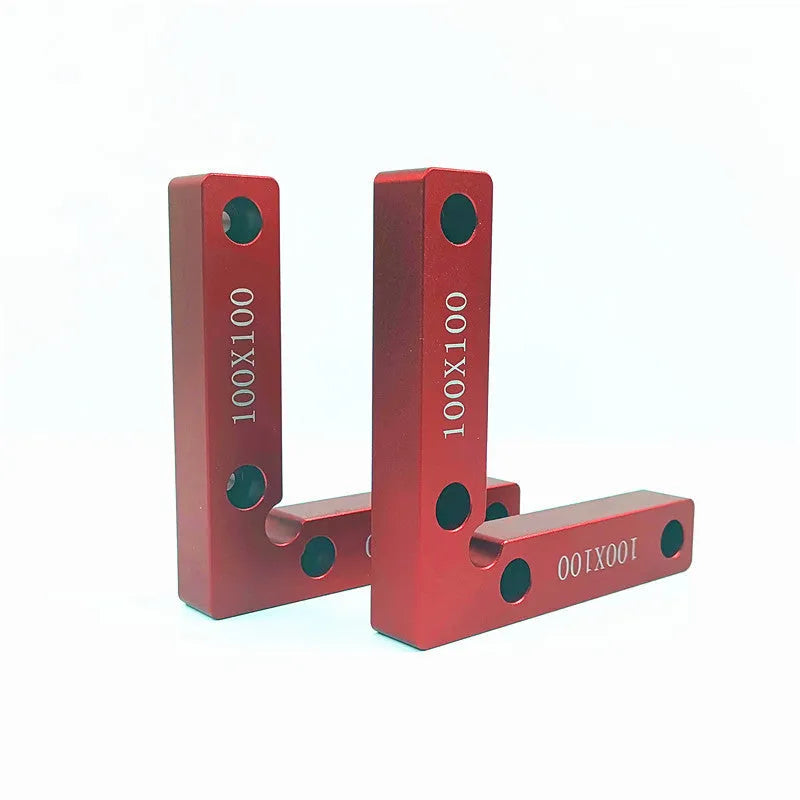Aluminium woodworking right angle positioning block with measurement scale for 90 degree cuts