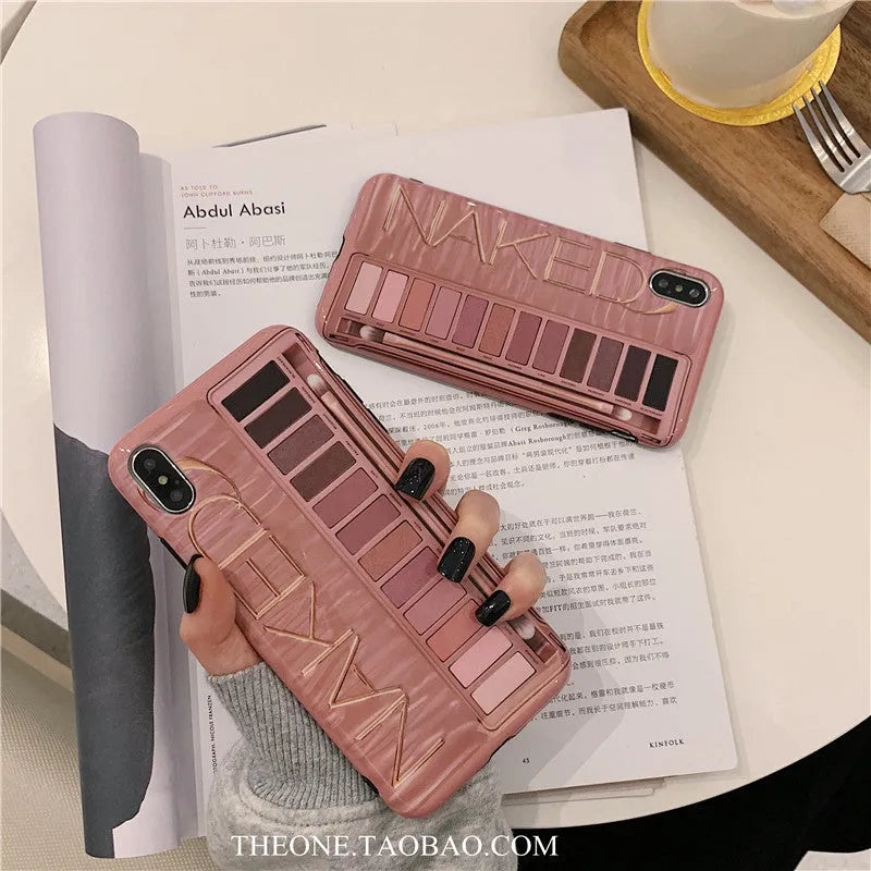 Silicone iPhone case with eye shadow colour blend design in flesh tone