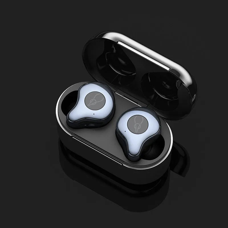 Wireless TWS Bluetooth headphones in multiple colours showing earbuds and charging case