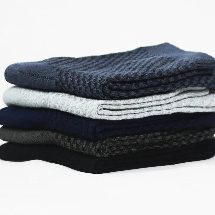 Men's bamboo fibre business socks with small square pattern in black, navy, grey and silver colour options