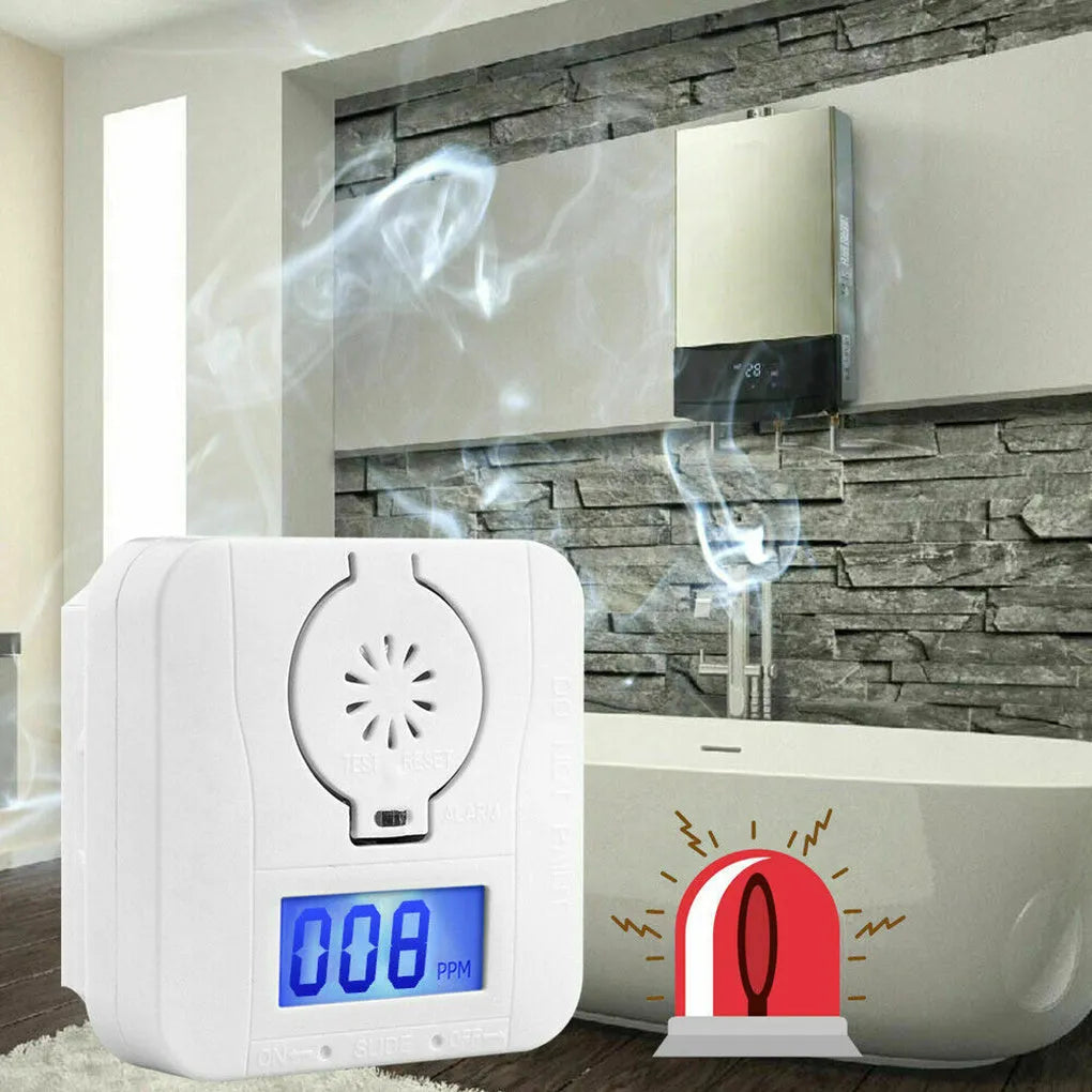 White wireless wall-mounted carbon monoxide alarm for kitchen and bathroom safety