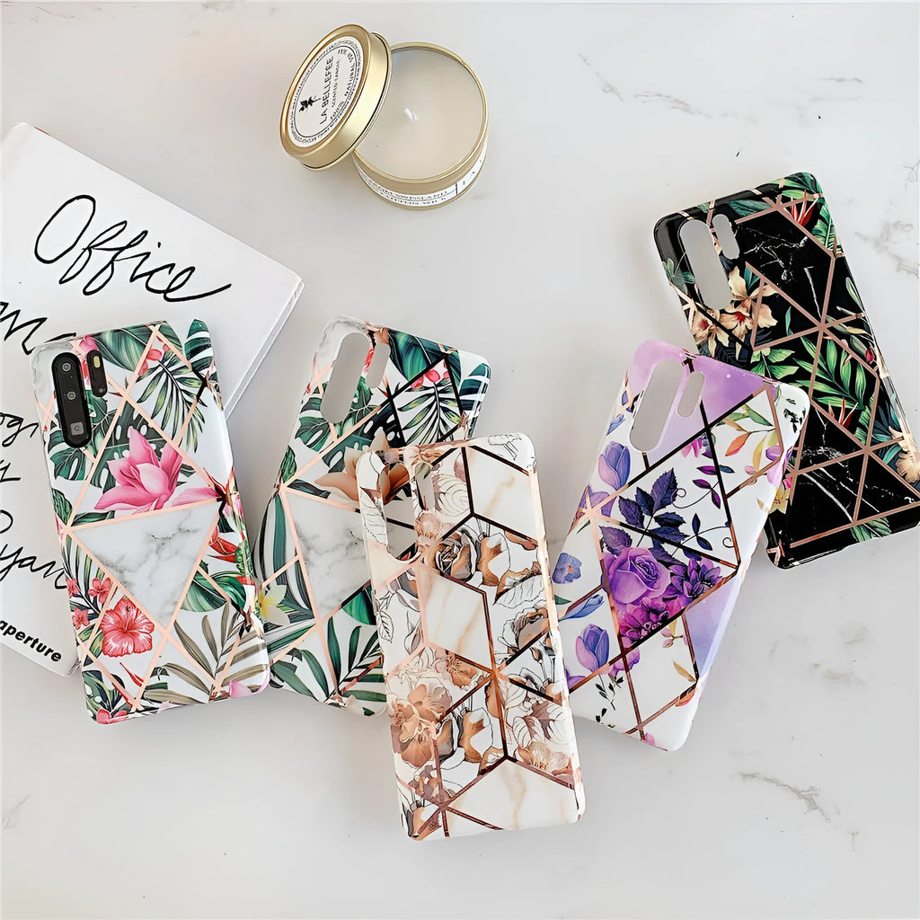 Flower phone case back cover TPU PC lattice floral design for Mate30 five colours