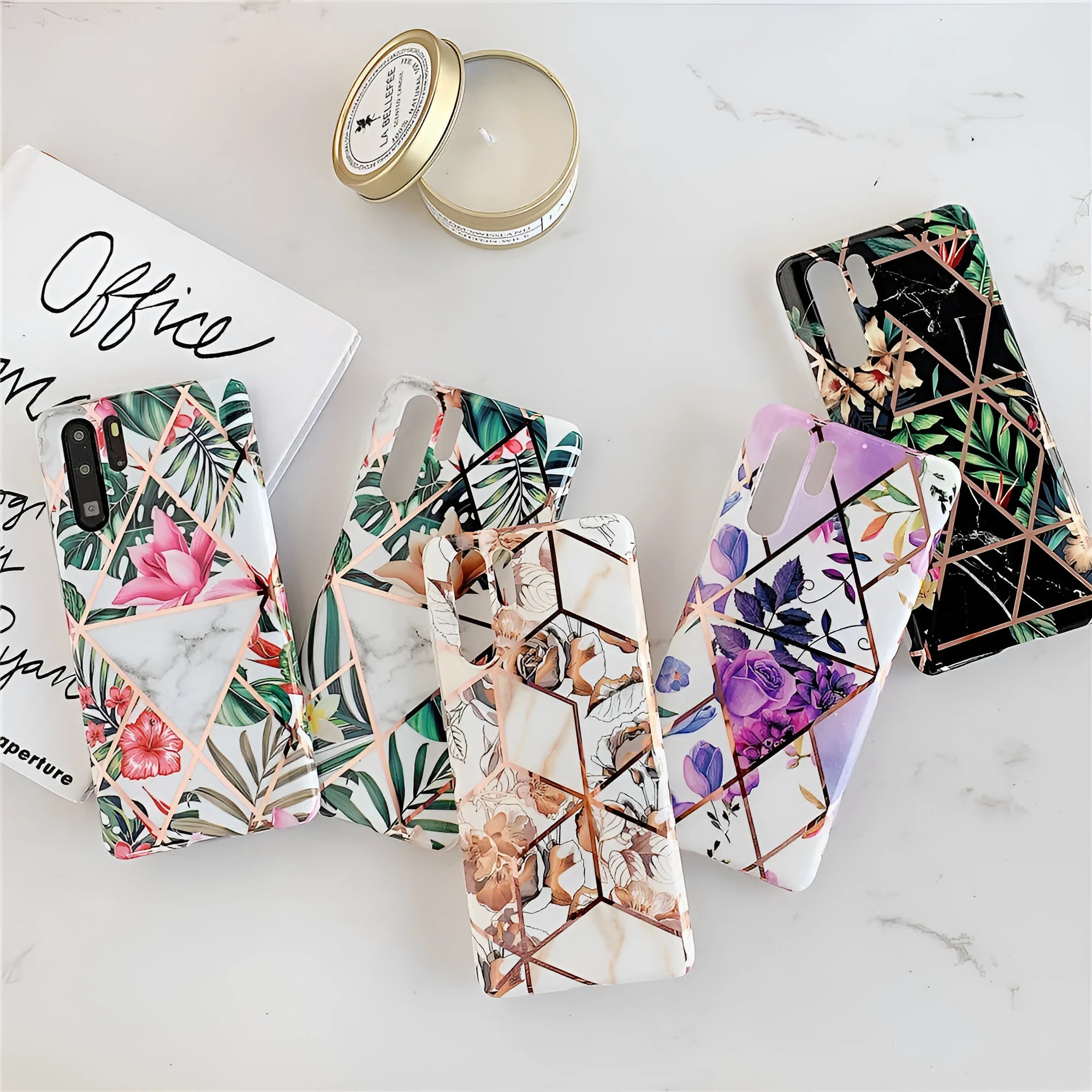 Flower phone case back cover TPU PC lattice floral design for Mate30 five colours