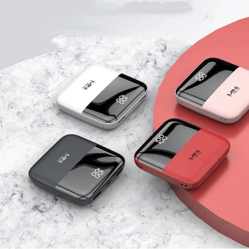 10000mAh Android portable power bank with digital display and dual USB output, plastic shell, colour black