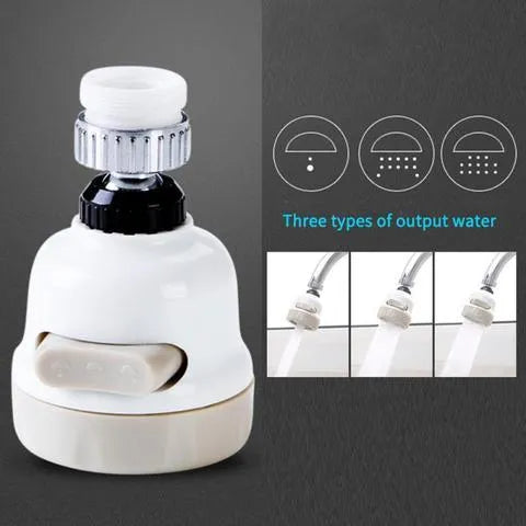 Faucet booster shower 3-mode spray ABS tap attachment white and grey 360-degree rotating for round kitchen taps