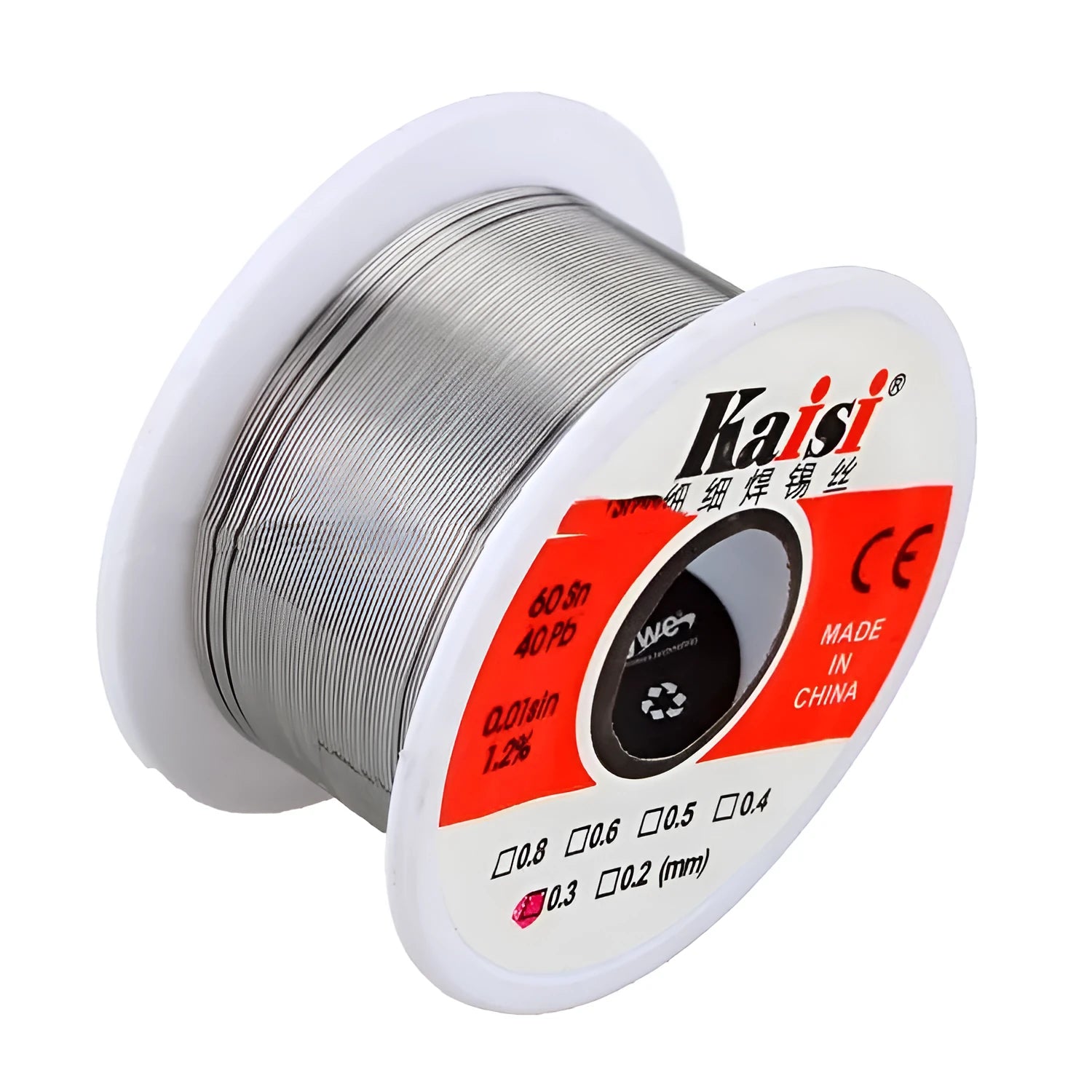 Tin solder wire coil with 60% tin content available in 0.3mm to 0.6mm diameters