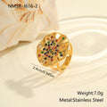 Adjustable geometry ring with pleated diamond pattern on stainless steel