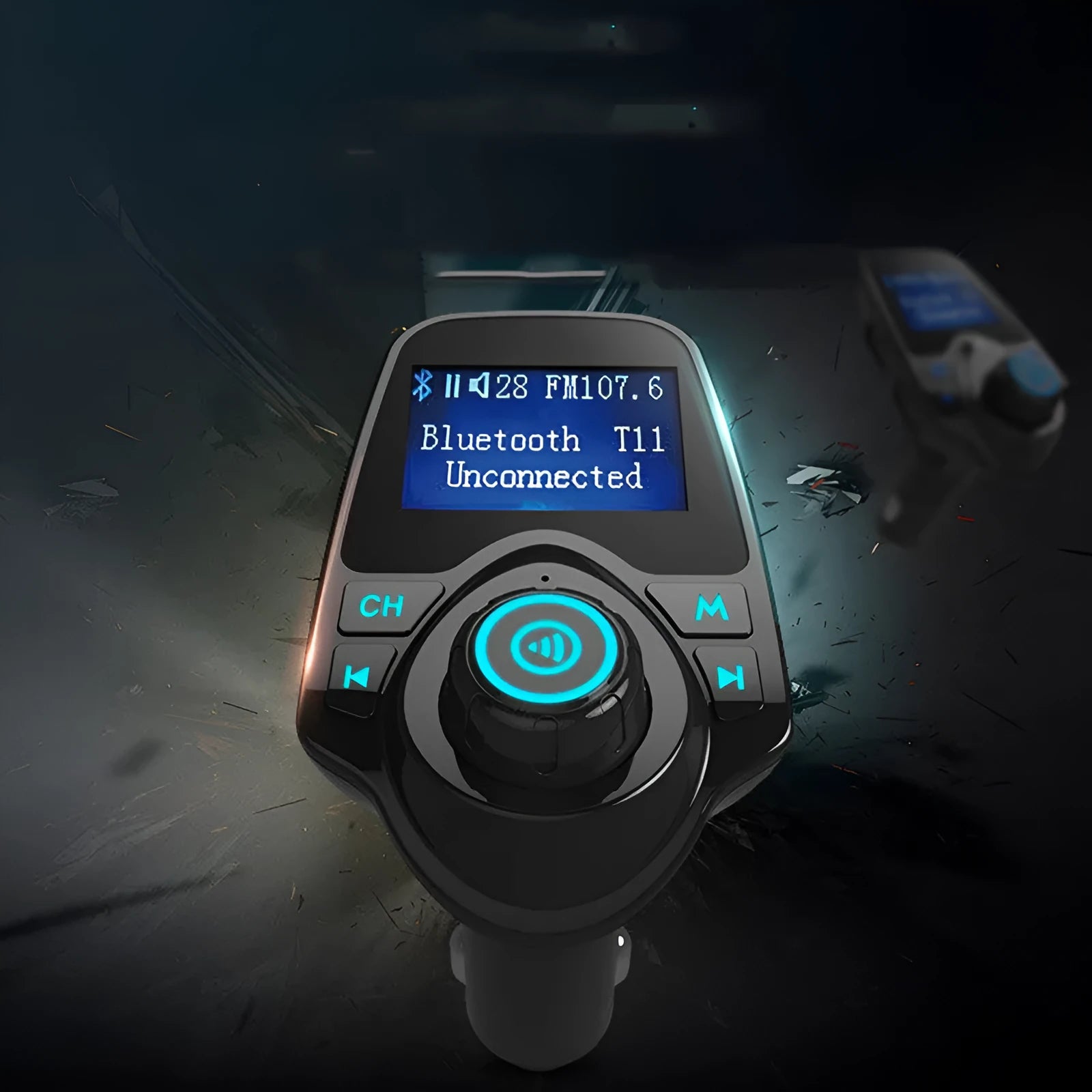 Black G7 car Bluetooth FM transmitter hands-free device with USB port and TF card slot