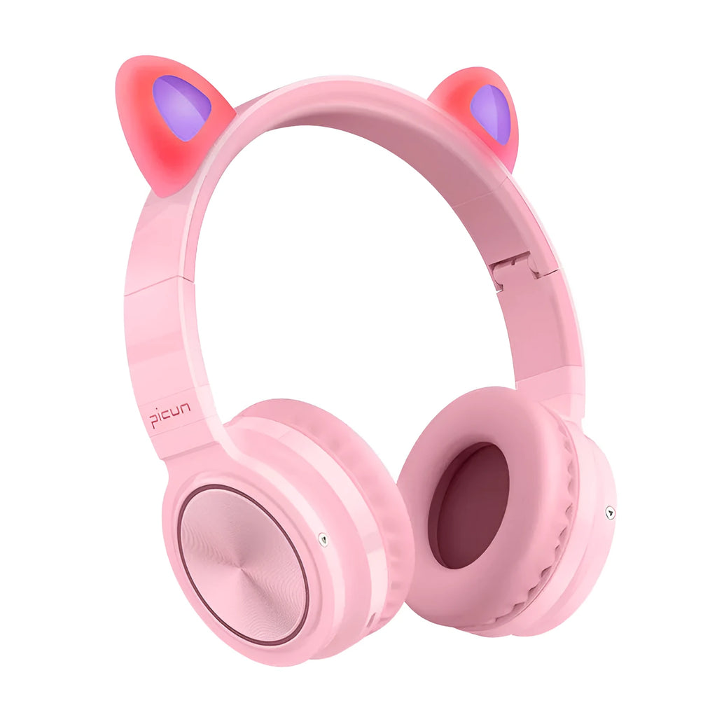 Pink white Luminous Bluetooth wireless gaming headset with microphone and 40mm speakers