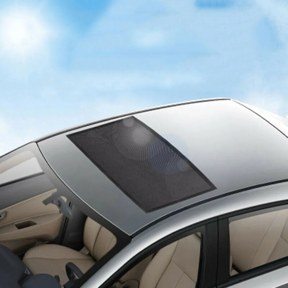 Black magnetic car sunroof sunshade with silver coated fabric for vehicle skylight 95cm by 55cm
