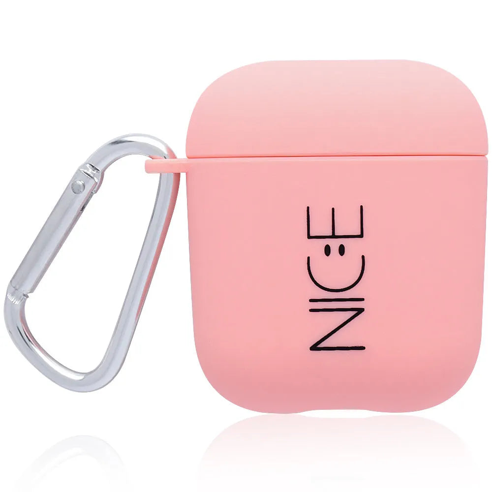Black and pink AirPods case covers with smiley face and flower decorative motifs