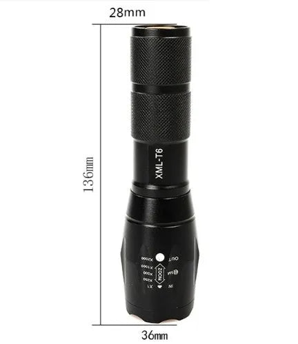 Portable mini LED zoom flashlight with aluminium alloy body and adjustable beam