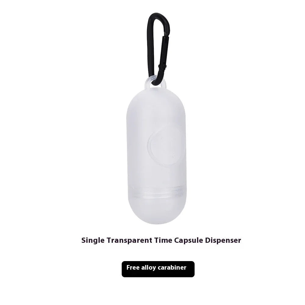 Roll of EPI degradable dog poo bags in green, with optional time capsule dispenser.