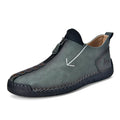 Men's black casual zip-up Martin boots with round toe and low heel on a white background.