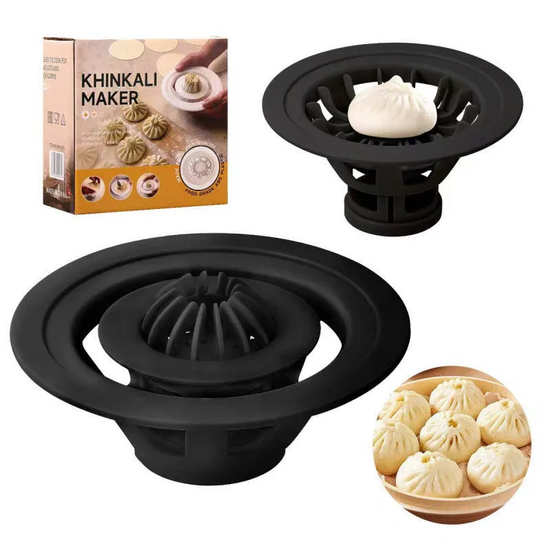 Black Jinkali kitchen mould tool with four baozi shaping cavities