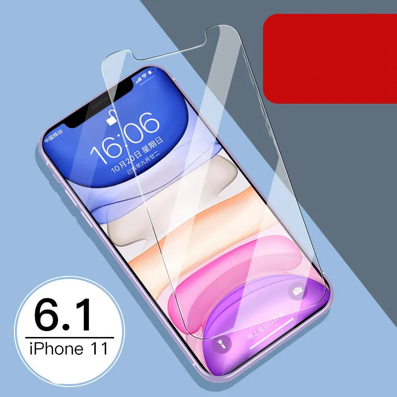 Apple iPhone tempered glass screen protector film for front and rear, showing half-screen design