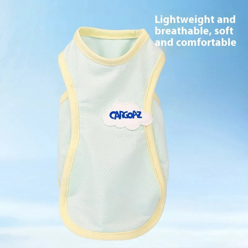Grass green polyester cat vest with sports style design for summer wear