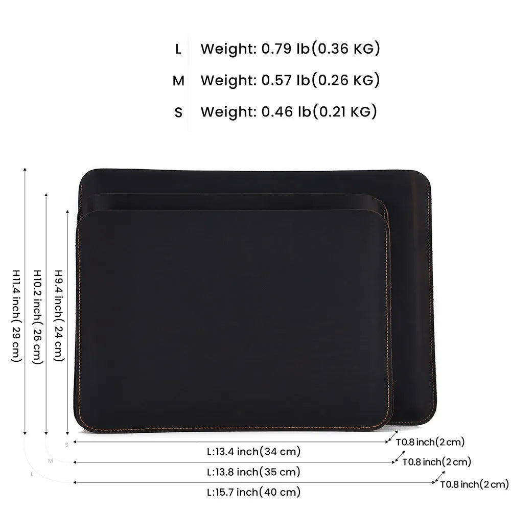 Genuine crazy horse leather horizontal computer liner bag in brown colour options