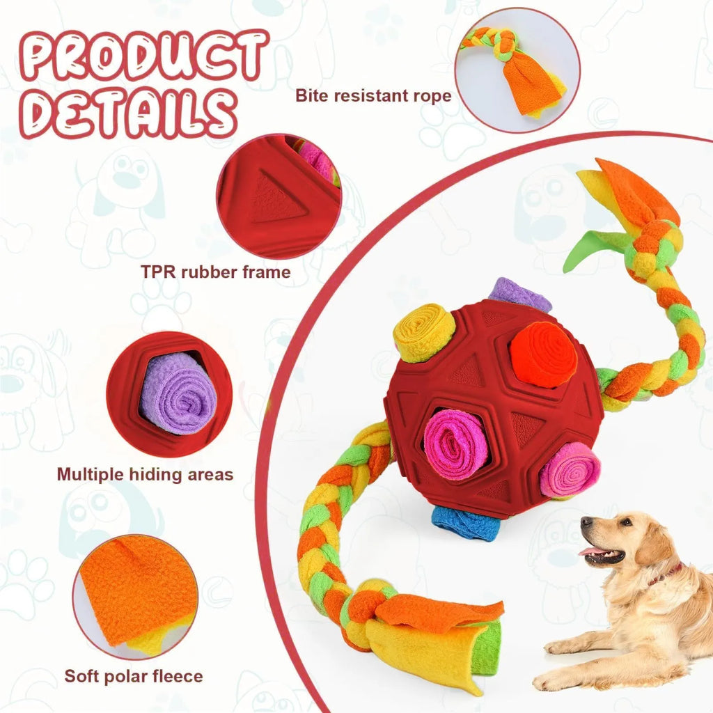 Pet sniffing ball dog puzzle toy in blue colour with bite resistant design for treat dispensing