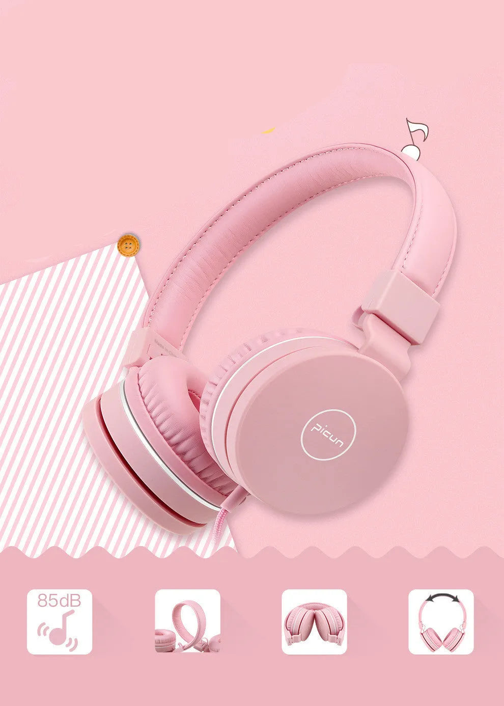 BENGOO C30 wired over-ear gaming headset with microphone, shown in mint green with a braided cable.
