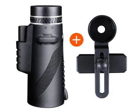 Black 40x60 monocular telescope with waterproof nitrogen construction and FMC coated lenses
