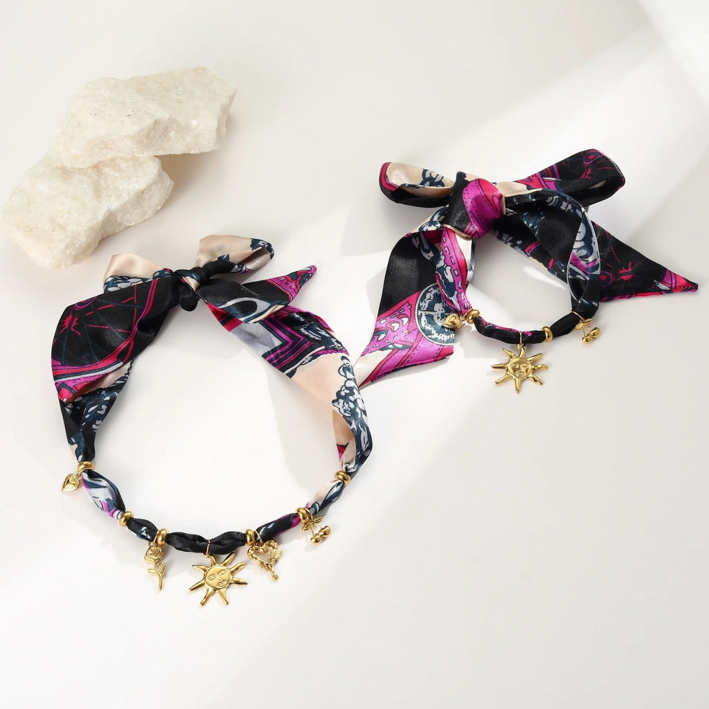 Women's stainless steel jewellery with 18K gold electroplating for autumn winter scarf coordination