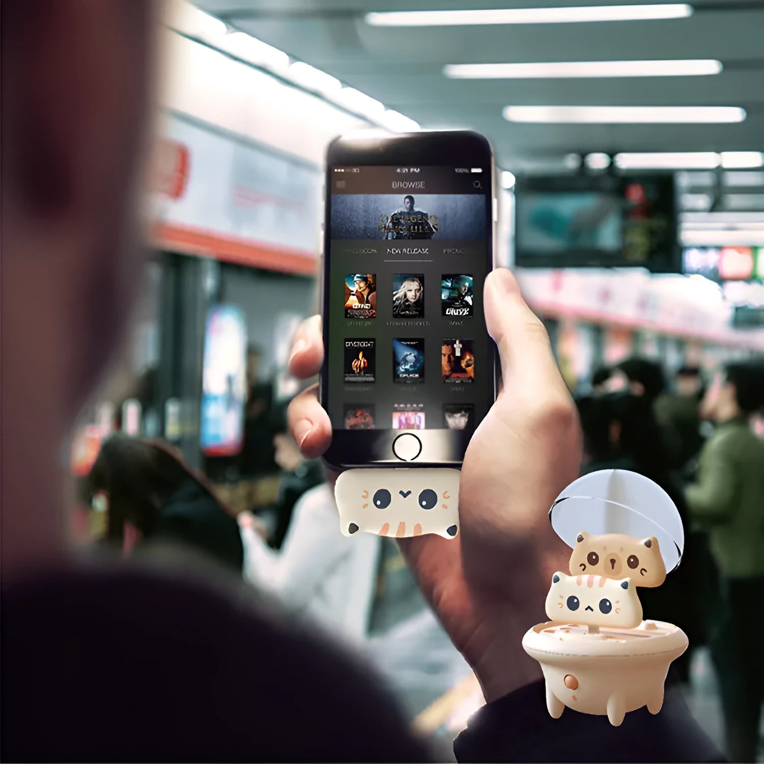 Cartoon design power bank compatible with Apple iPhones and Type C charging