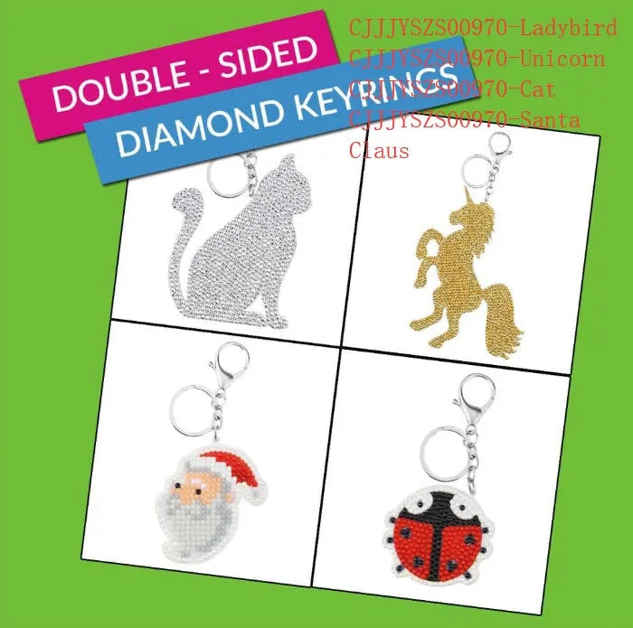 Animal diamond painting keychain kit with Ladybird design and colourful resin rhinestones